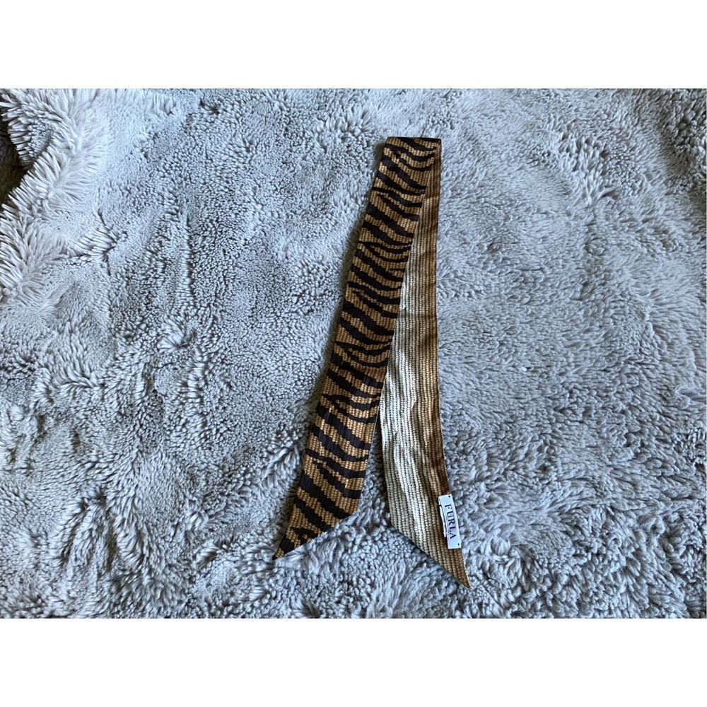 Furla Women's Black & Brown Modern Zebra Print Scarf One Size - Picture 3 of 14